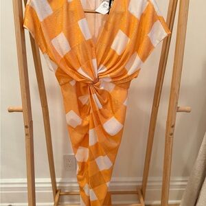 Proenza Schouler White Label Sequin Gingham Twist Midi Dress NWT